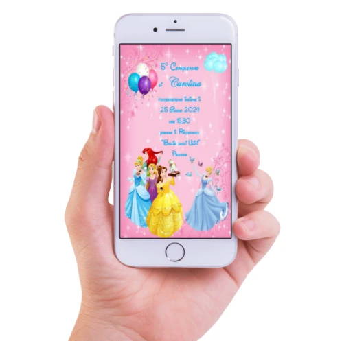 Inviti Lux - Invito Digitale Compleanno Principesse Disney